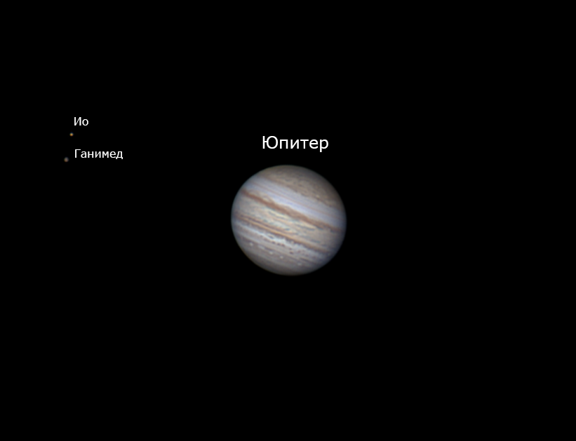 Юпитер и его спутники Ио и Ганимед