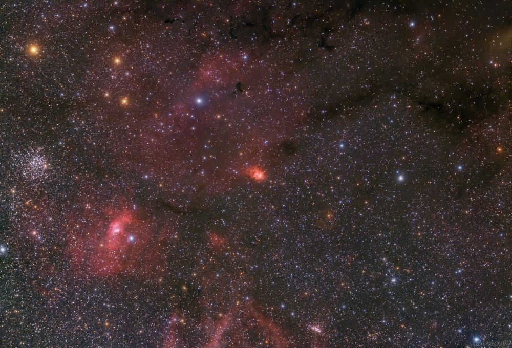 М 52, туманность Пузырь (SH2-162), SH2-159, NGC 7538, NGC 7510