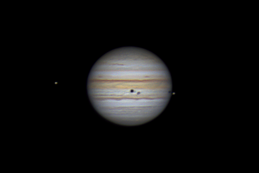 Транзит Ганимеда и Европы по диску Юпитера