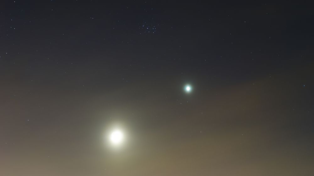 Moon + Venus + Pleiades