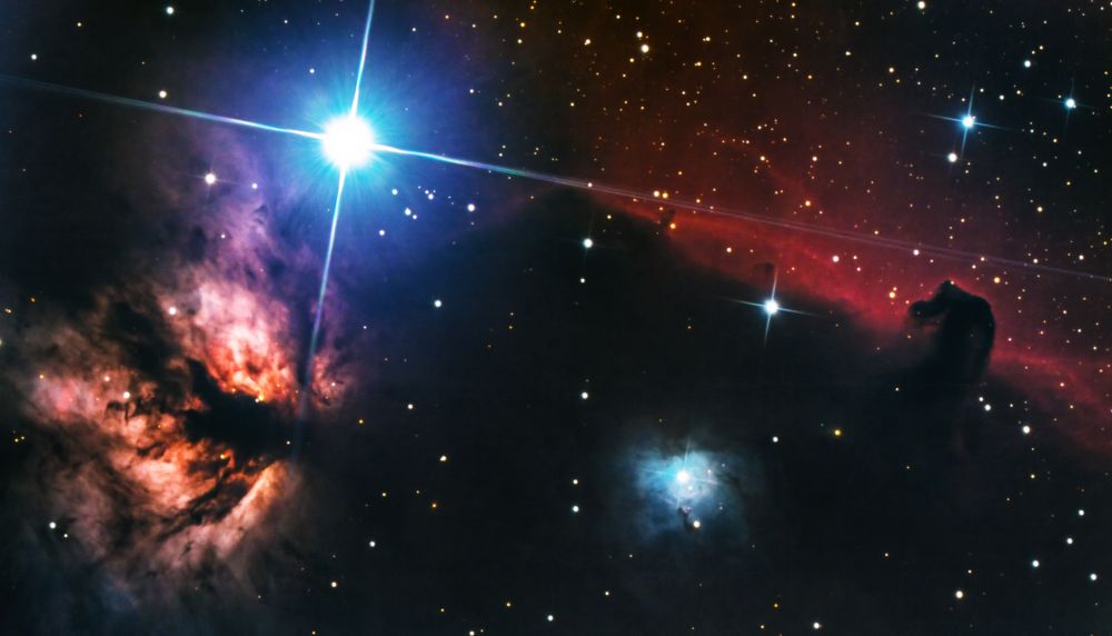 Туманности Пламя (NGC 2024) и Конская Голова (IC 434) и отражательная туманность NGC 2023
