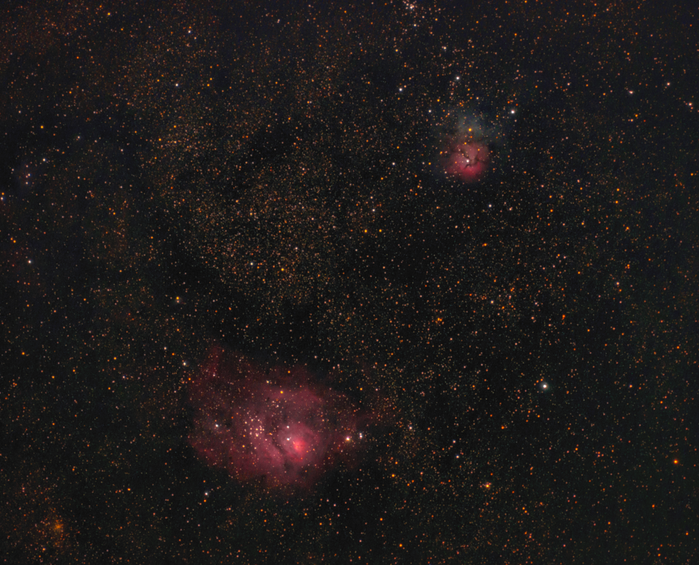 M 8 туманность Лагуна, М20 «Трёхраздельная» туманность