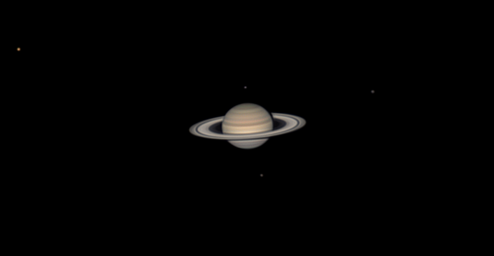 Сатурн и спутники Титан, Рея, Тефия, Диона