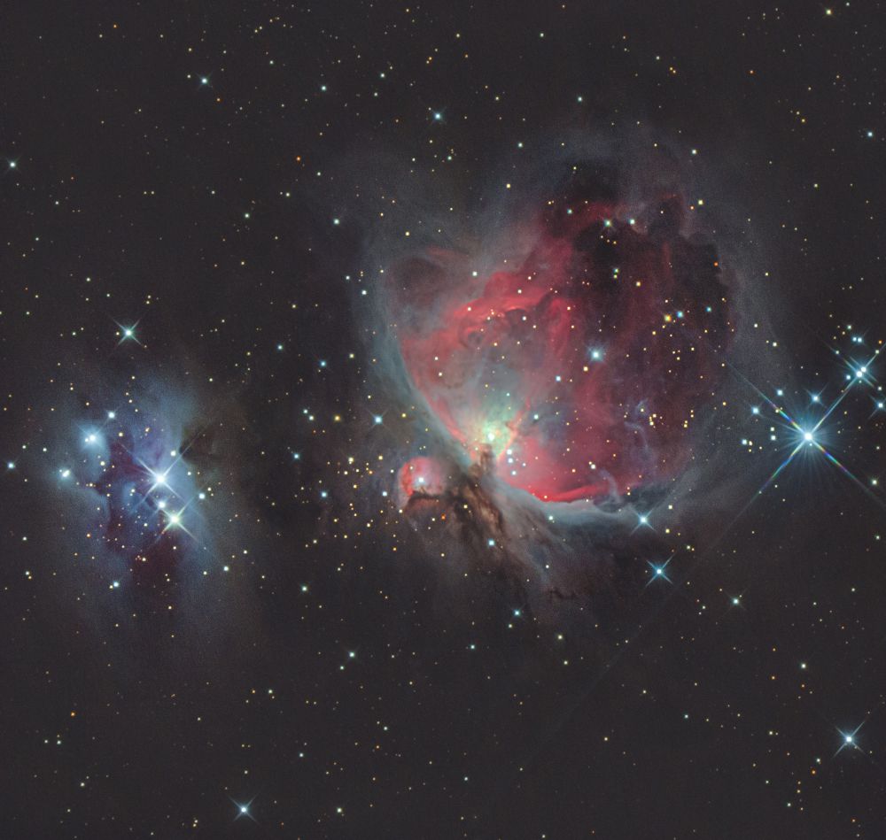 M42 Большая туманность Ориона, M43 Туманность де Мерана и NGC 1977 Бегущий человек