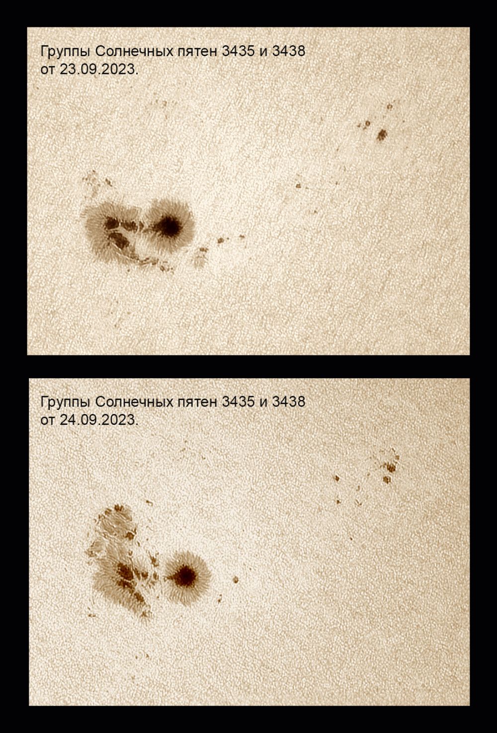 Изменения в группах солнечных пятен