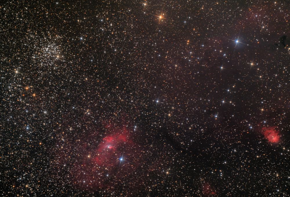 NGC 7654 (M52), NGC 7635 (Туманность "Пузырь"),  NGC 7538 (Туманность "Северная Лагуна"), LDN 1231, LDN 1230