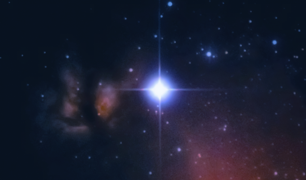 Туманность Пламя(факел) NGC 2024 и звезда Альнитак в созвездии Ориона 09.04.2023