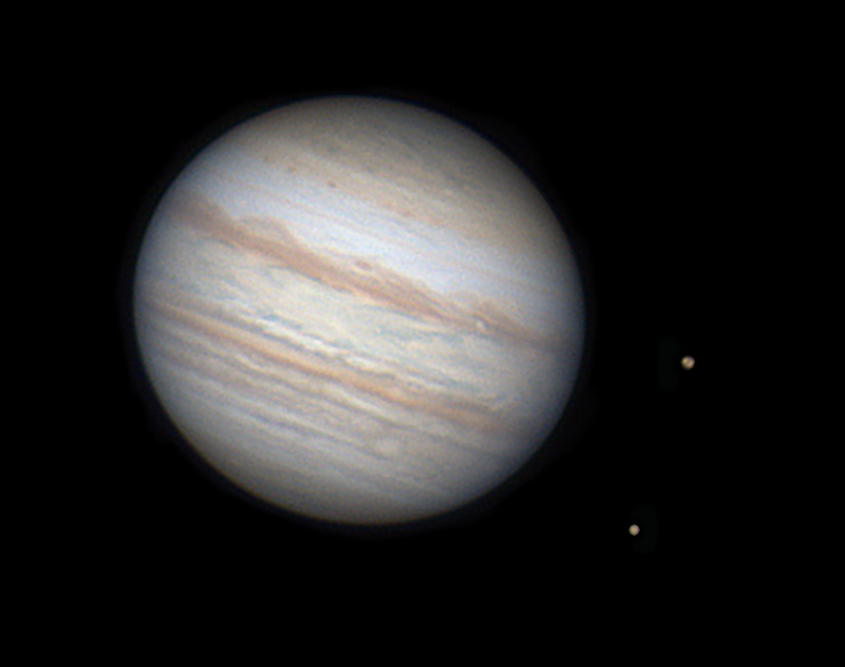 Юпитер, Ио, входящий в тень и Европа 10.09.2022 22:16 МСК