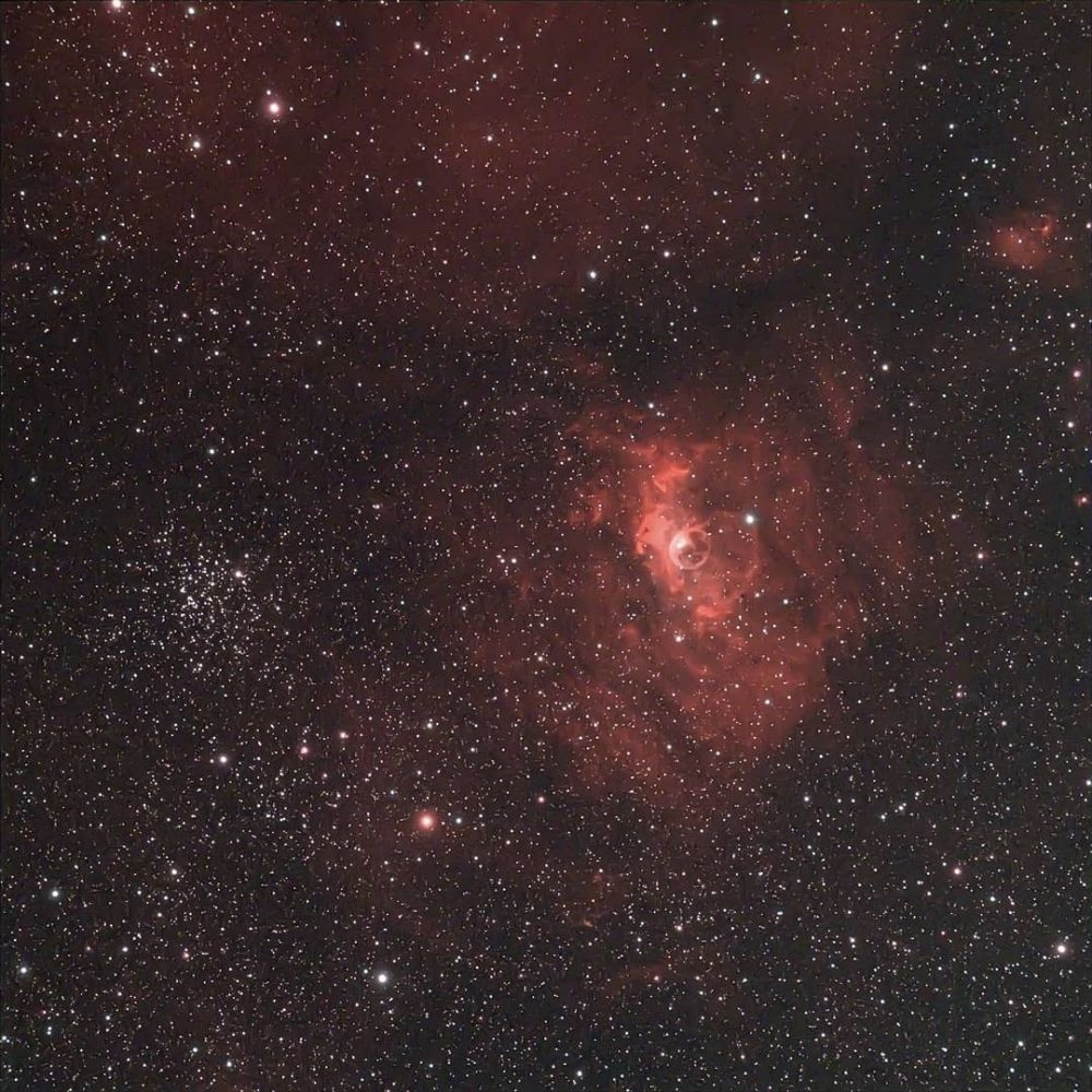 Туманность Пузырь. Рассеянное звездное скопление Проседь Кассиопеи М 52
