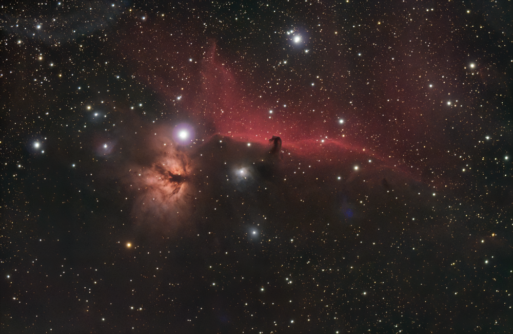 Туманности Пламя (NGC 2024) и Конская голова (IC 434, Barnard 33)