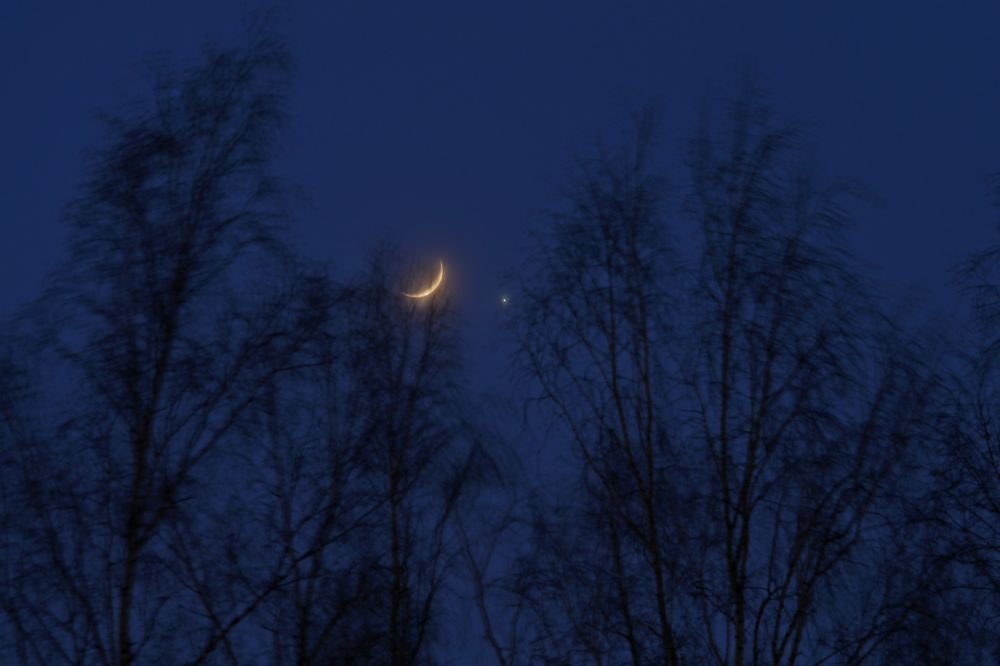 Соединение Луны и Венеры 24.03.2023 г.