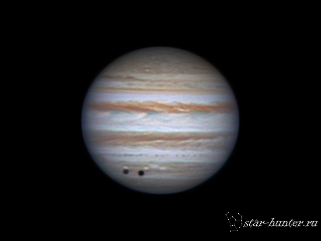 Jupiter and shadow of Callisto, 4 january 2014 , 2:17-2:26