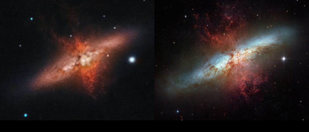 M82: 102mm рефрактор vs Hubble Space Telescope