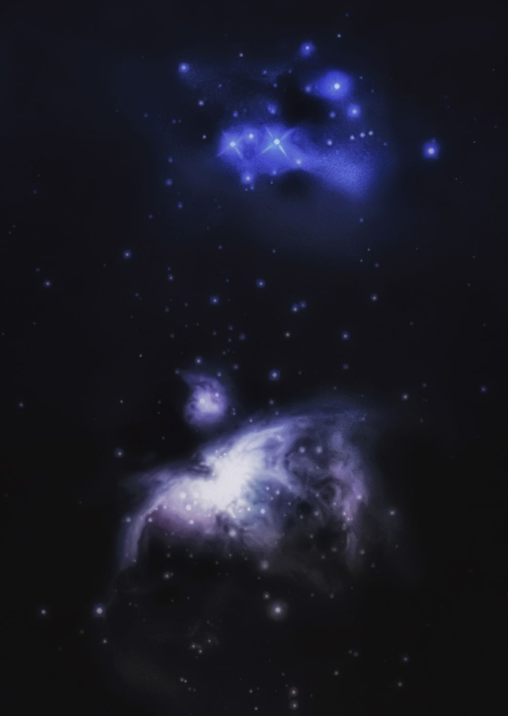 М42 туманность Ориона и NGC 1977 Бегущий человек 23.03.2023