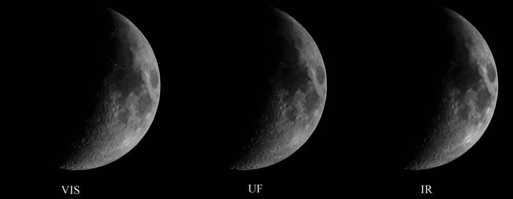 Попытка съемки Луны 18.05.21 в видимом, УФ и ИК диапазоне