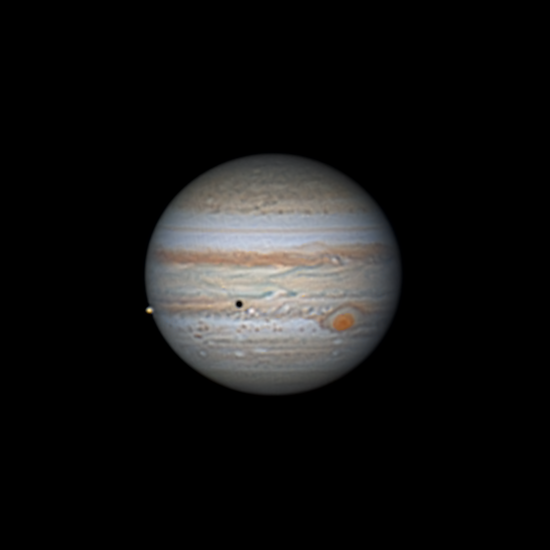 Спутник Ио и его тень на Юпитере 18.08.22 (1:49)