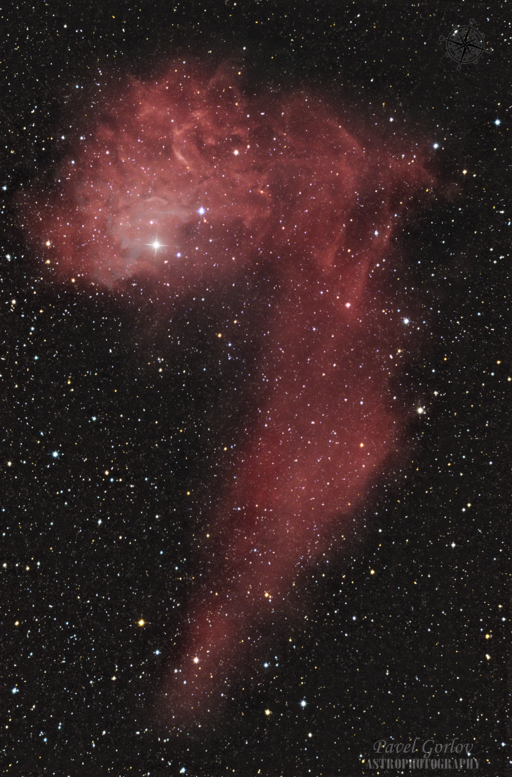 Эмиссионная/отражательная туманность IC 405 "Туманность пламенеющей звезды"
