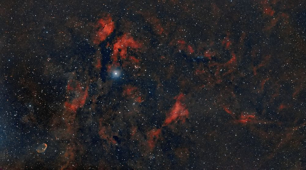 Sadr and its surroundings M29, IC 1318B, 1318A, NGC6888