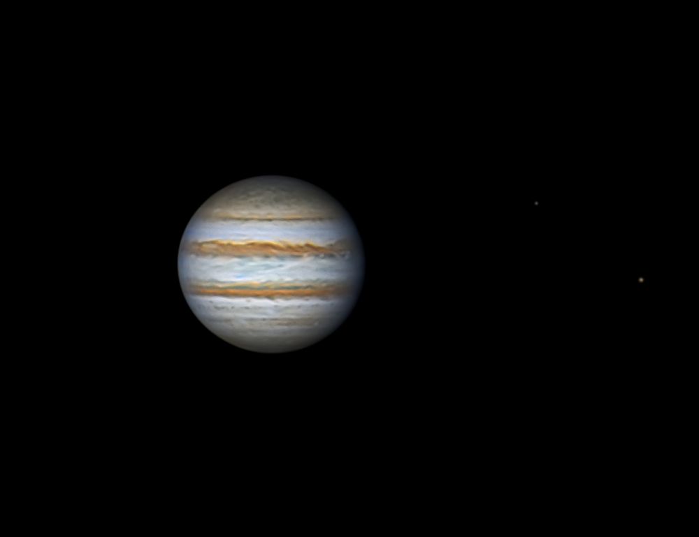 Юпитер и спутники Европа, Ио (16.08.2023 01:15 UTC)