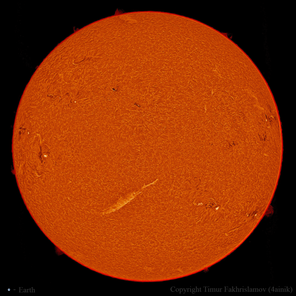 Хромосфера Солнца в линии H-alpha