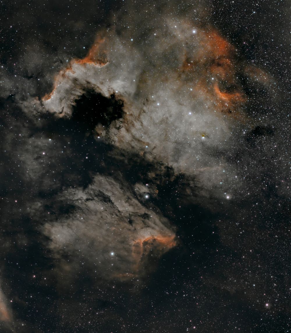 NGC7000, IC5070 (North American and Pelican Nebula. Mosaic 2x1