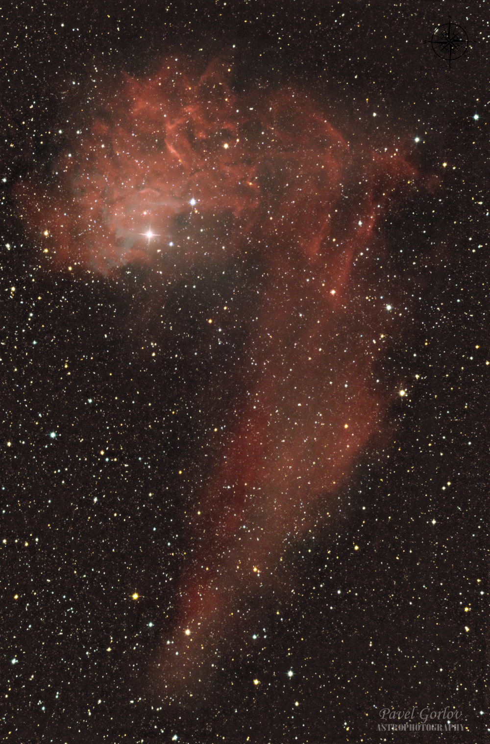 Эмиссионная/отражательная туманность IC 405 "Туманность пламенеющей звезды"