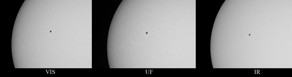 Область Солнца от 17.06.21 с группой пятен № 2833 в видимом, УФ и ИК диапазоне