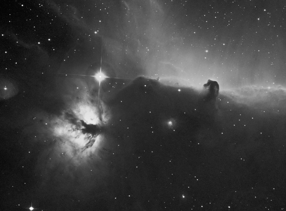 Тестовая съемка с узкополосными фильтрами Optolong по туманности Пламя, Конская Голова и звезде Альнитак.