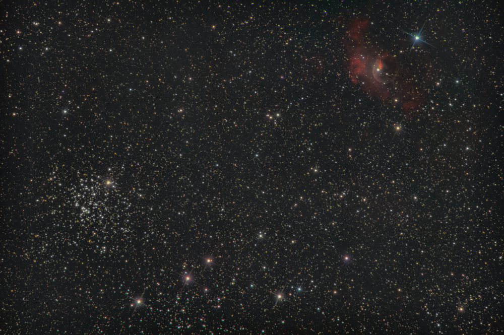 Новая звезда в Кассиопее: N Cas 2021 & M52 & NGC 7635 - туманность Пузырь.