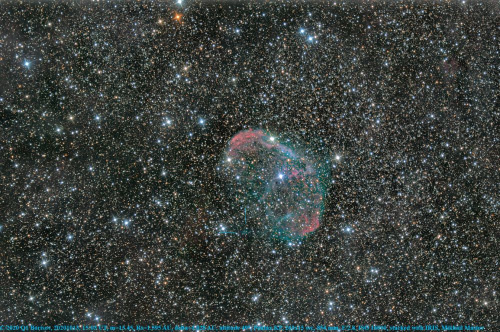 C/2020 Q1 Borisov near the Crescent Nebula NGC 6888