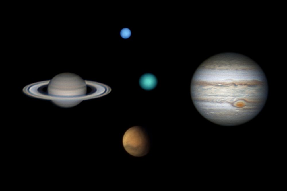 Mars, Jupiter, Saturn, Uranus, Neptune (summer 2022)