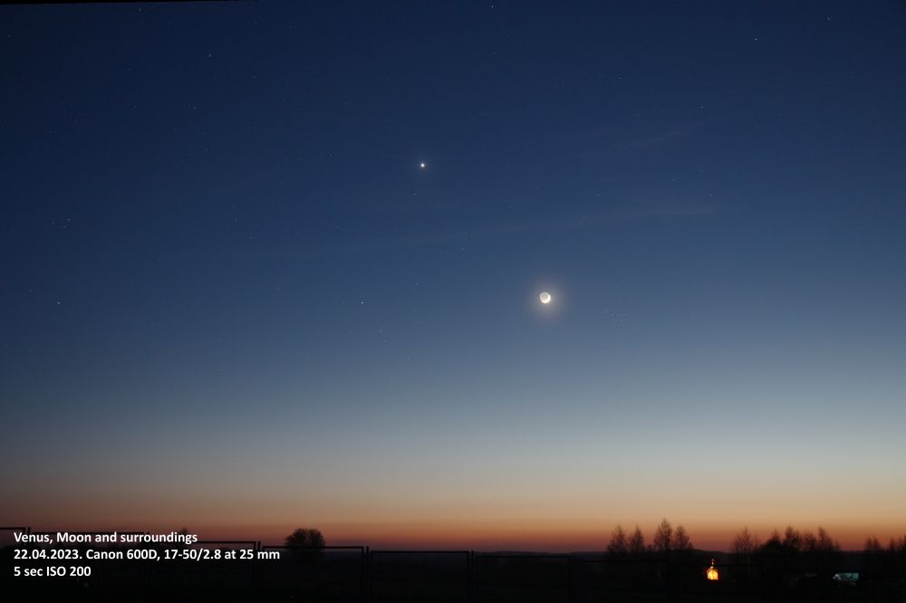 Moon and Venus, sunset