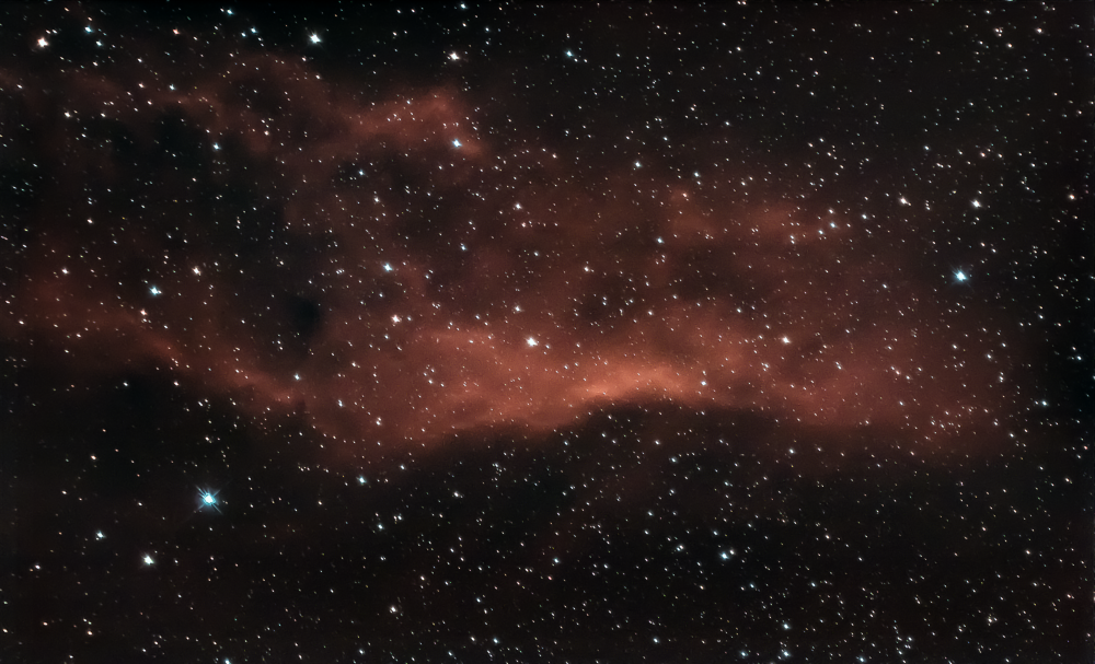 Эмиссионная туманность Калифорния NGC 1499 в созвездии Персея. От 17-18.11.2023 