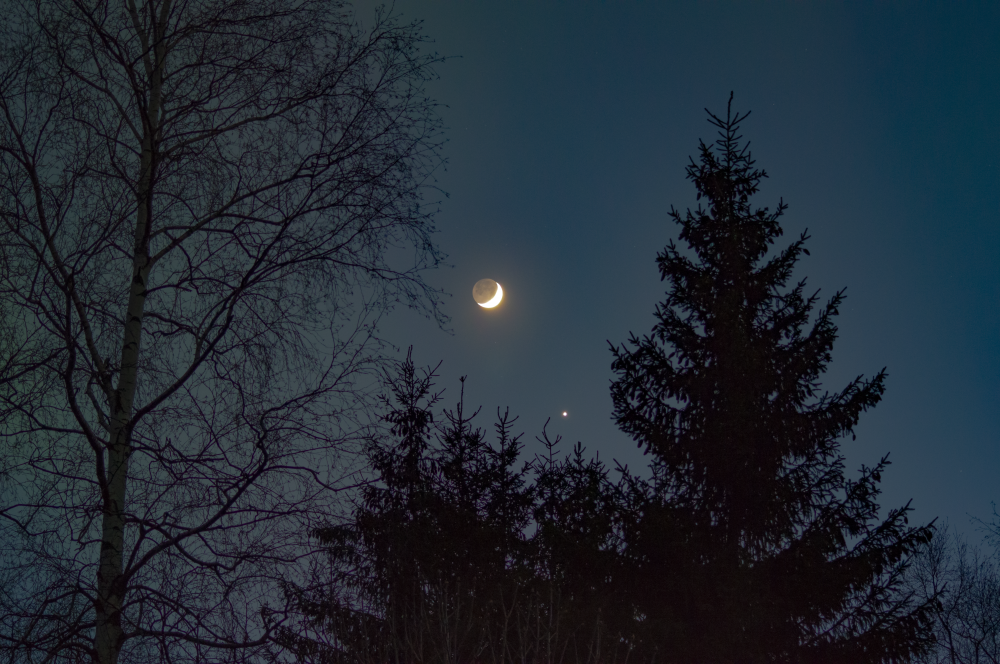 Соединение Луны и Венеры 23.04.2023