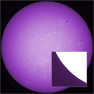 Хромосфера в Ca II K от 28.07.2025 (на врезке протуберанцы)