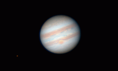 Прохождения тени  Ио по диску Юпитера. ‎3 ‎октября ‎2024 ‎г., ‏‎01:23:12