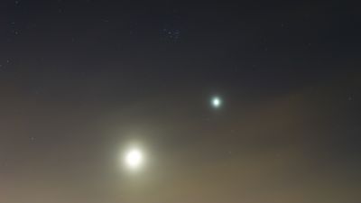 Moon + Venus + Pleiades