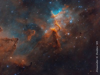 Melotte 15 (Heart of the Heart Nebula) в палитре SHO