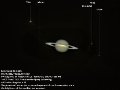 Saturn with its moons - Astrophotography