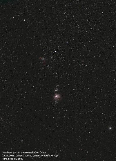 The southern part of the constellation Orion - Astrophotography