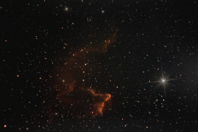 Туманность Призрак Кассиопеи - IC63 и звезда Гамма Кассиопеи. 13-14.08.2025