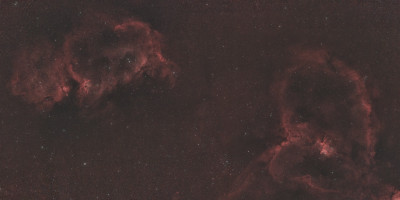 (Work In Progress) Mosaic of the Heart Nebula (IC 1805) and Soul Nebula (IC 1848) - Astrophotography