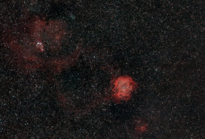 Туманность Розетка, скопление Рождественская елка