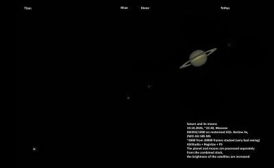 Saturn with its moons - Astrophotography