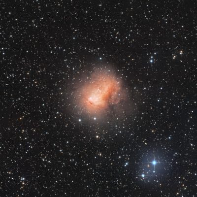 Galaxy IC 10 in the constellation Cassiopeia in LRGB - Astrophotography