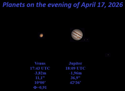 Venus and Jupiter from April 17, 2026. - Astrophotography