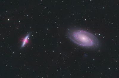M81, M82 (Ha region extraction, processed with subtraction (Ha - R)) - Astrophotography