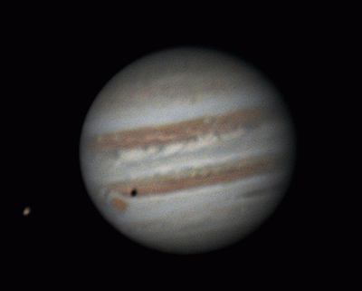 Анимация вращения Юпитера и Ио. Транзит тени от спутника и БКП.