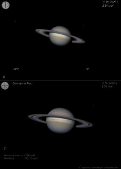Saturn and its moons, August 10, 2026. - Astrophotography