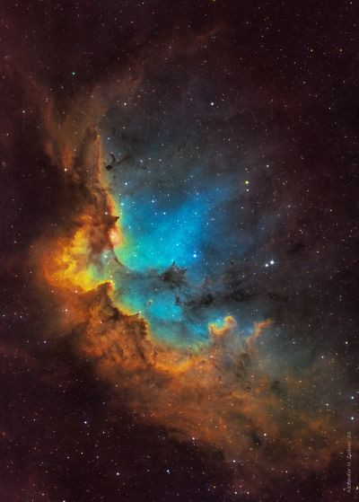The Sh2-142 nebula (Wizard) and the open star cluster NGC 7380 (OCL 244, LBN 511). - Astrophotography